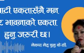 पाटी एकतासँगै मन र भावनाको एकता हुनु जरुरी छ। नेकता नेतृ चुनु के.सी.